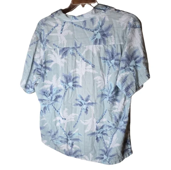 Men’s Sideout Blue Palm Tree Hawaiian Shirt L Resort Wear Rayon Cotton - Picture 4 of 4